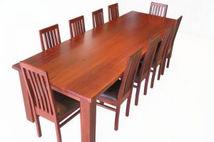 Settingmadefromjarrahwithasingleslabtopand10wiltonstylechairs7