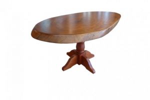 Coffeetable madefromaRedgumslabwithnaturaledgesonapedastalbase56