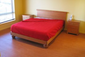 Stained ash bed   drawers