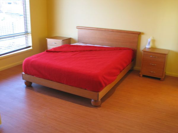 Stained ash bed   drawers